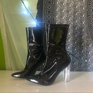 Patent Leather Clear Heeled Boots